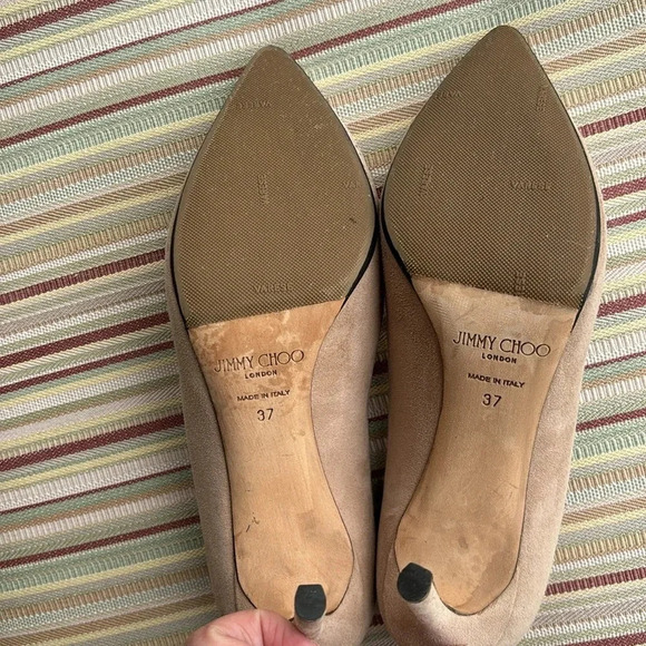 Like new Jimmy Choo suede stilettos 3 1/4” heel in sandy beige size 37 - Picture 8 of 9